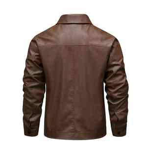 Chaqueta de hombre 2025, nueva chaqueta de cuero para hombre, chaqueta de solapa ajustada para primavera y otoño, chaqueta informal de exterior a prueba de viento, de última tendencia. - Product Image 2