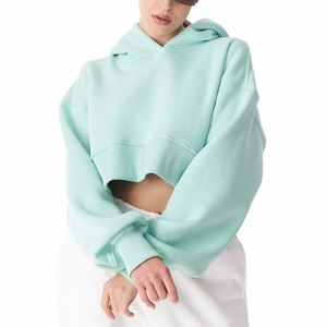 Sudadera con Capucha de Forro Polar de Diseño Moderno, Estilo Holgado Informal, Marca OEM, Sudadera Corta de Forro Polar Grueso con Hombros Caídos, Ropa de Calle Acogedora para Invierno - Product Image 2