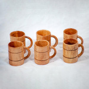 Vente en gros de tasses et gobelets en bois d'acacia lot de 6 pcs pour boissons et desserts à bas prix - Product Image 1