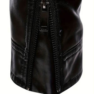 Veste en cuir moderne et tendance pour homme avec fermeture éclair élégante et plusieurs poches pour un usage quotidien et pour les soirées, veste d'hiver - Product Image 6
