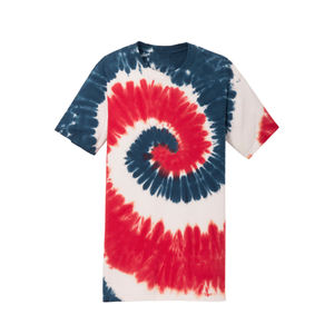Camiseta Unisex con Estampado Tie Dye en Espiral |   Camiseta Informal de Algodón Suave |   Diseño de Remolino Vibrante en Rojo y Azul |   Ropa de Calle Moderna y Atuendo de Verano - Product Image 3