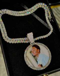 สร้อยคอจี้หน้าคนแบบสามมิติชุบทองคำขาว 925 เงินแท้ทรงปรินเซสคัท ประดับเพชร VVS สไตล์ฮิปฮอป ของขวัญวันเกิดสำหรับผู้ชาย - Product Image 2