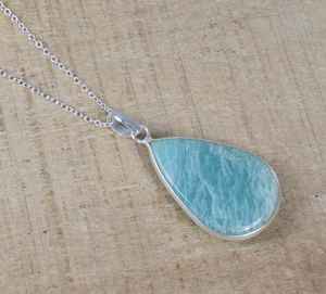 Pendentif en amazonite en forme de poire, argent sterling 925, bijoux en pierres précieuses faits à la main, cadeau élégant pour femmes - Product Image 6
