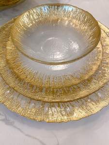 Tema único Patrón de forro de vidrio Cuenco de vidrio para servir en relieve Combinación de vidrio decorativo Diseñador Frutero - Product Image 5