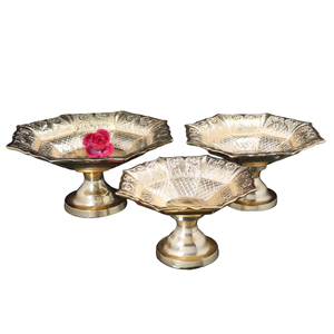 Vente chaude Double Tone Salade Fruits Chocolat Noix Servir Plat En Métal Bol Moderne Tous Les Jours Cuisine Fête De Mariage Assiette Décorative - Product Image 6