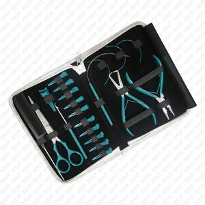 Teal Color Customized Design Custom Logo 20 Pcs Professional Hair <b>Extension</b> & <b>Micro</b> Links Hair <b>Extensions</b> Tools Kit - Product Image 3