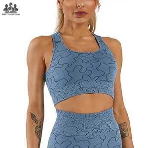 Ensemble de 2 pièces pour le yoga, soutien-gorge et leggings, col en U, respirant, taille mi-haute, séchage rapide, spandex/nylon, vêtements de yoga pour le fitness - Product Image 6