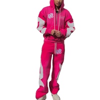 Conjunto Deportivo Vintage de Algodón 100% Ecológico, Sudadera con Capucha y Pantalones Acampanados, Ropa Deportiva Urbana