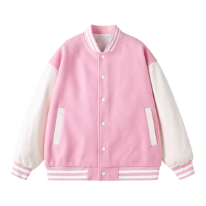 Hot Sale Customizable Men's Varsity Baseball Jacket Turn-down Collar Windproof Long Front Woolen Jacket <b>Wool</b> <b>Polyester</b> Shell - Product Image 3