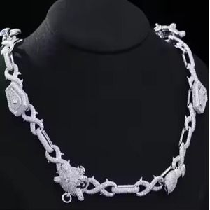 Collar de diamantes de moissanita de Hip Hop personalizado de alta calidad con cadena cubana para regalos para hombres y mujeres - Product Image 1