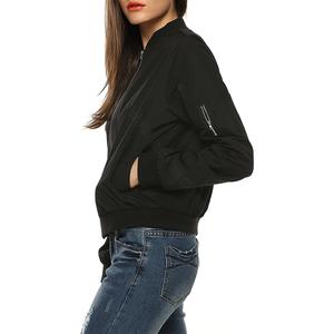 Haute qualité femmes noir teint recadrée couleur bloc Bomber veste en gros personnalisé Street Wear nouveau Style broderie polaire Plaid - Product Image 3