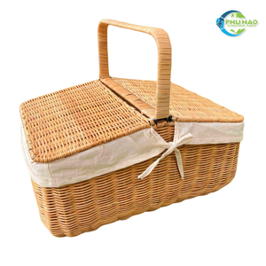 PANIERS DE STOCKAGE EN BAMBOU de récolte fabriqués à la main avec des motifs de fleurs traditionnels Panier de rangement de fruits artisanal Panier cadeau - Product Image 6