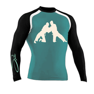 Grappling Rash Guard, Blue BJJ Gear, Training MMA Shirt, Best Design Wholesale Rash Guard <b>For</b> <b>Womens</b> - Product Image 4