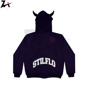 Sudadera con Capucha para Hombre, Estilo Hip Hop Gótico, Color Sólido 3D, Algodón Grueso, Cierre de Cremallera, Bordado 3D, Corte Holgado, Moda de Invierno - Product Image 5