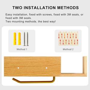 Porte-papier hygiénique en bois de qualité supérieure avec étagère intégrée pour un rangement supplémentaire Porte-rouleau de papier toilette (chêne rouge) - Product Image 4