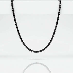 Collier Chaîne Tennis en Argent 925 Plaqué Or Noir avec Moissanite Taille Ronde Brillante Sertie en Canal, Minimaliste, Unisexe, Quotidien - Product Image 1