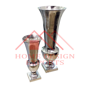 Vase à fleurs en métal d'aluminium fini argent nickel 2025 Vase en métal décoratif pour mariage et maison - Product Image 1