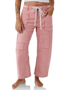 Pantalones Cargo de Mezclilla para Mujer, Cintura Alta, Holgados, Transpirables, Tejidos, Pierna Recta, Otoño/Invierno, Versátiles, Nofyan Ind 2026 - Product Image 1