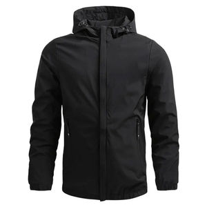 Wholesale Breathable Unisex Lightweight Canvas Softshell <b>Jacket</b> Plus+ Parka Waterproof Rain Outdoor Stand Collar Front Logo - Product Image 4