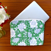 Housse d'ordinateur portable matelassée en coton de 13 pouces, style bohème vintage à motifs floraux, avec fermeture éclair confortable, étui de voyage, couleur personnalisable, artisanat