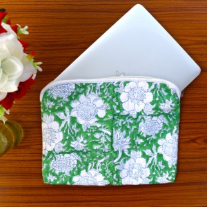Vintage Bohemian Floral Thread 13 Inch Cotton Quilted <b>Laptop</b> <b>Sleeve</b> Comfortable Zipper Travel Case Cosmetic <b>Bags</b> Cosmetic Cases - Product Image 3