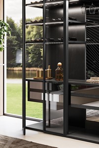 Italian Style Luxury Walnut Living Room Furniture Set Modern <b>Wall</b> <b>Unit</b> Modular Bookcase with Integrated <b>Floating</b> Study Desk - Product Image 4