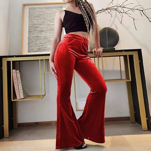 Women's XL Size New High Waist Flared Bell-Bottoms Pants Stretch <b>Velvet</b> <b>Leggings</b> Logo Decoration Sweet Loose Dark Full Length - Product Image 5
