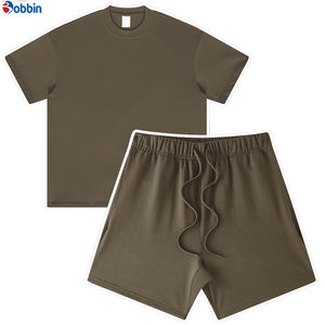 Conjunto de Camiseta y Pantalones Cortos Unisex de Algodón de Alta Calidad, Hombros Caídos, Estilo Holgado, con Logotipo Personalizado, 2 Piezas, Conjunto Deportivo para Hombres de Talla Grande - Product Image 4