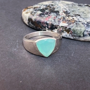 Bague Calcédoine Bleu Mer pour Homme Laiton Plaqué Argent Cristal Naturel Oxydé Pierre Précieuse Mariage Son Cristal Cadeaux Vente en Gros - Product Image 1