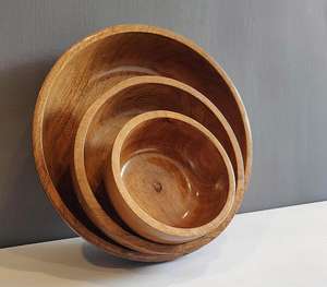 ชุดชามอเนกประสงค์ทำจากไม้มะม่วงทำมือชุดชามซ้อนสามชั้นผลิตจากโรงงานโดยตรง - Product Image 1