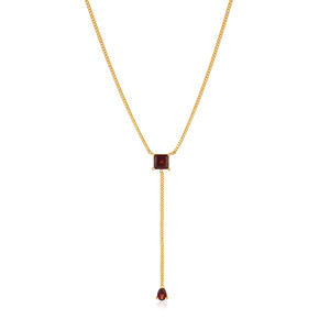High Quality Classic Gold Plated 925 Sterling <b>Silver</b> Necklace With Mozambique Garnet Gemstone Prong Setting Necklace Jewelry - Product Image 1