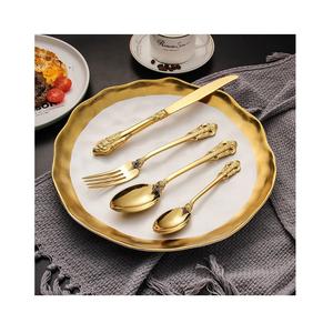 Ensemble de couverts de luxe avec Logo personnalisé, poignées bleues, pour Restaurant, voyage, acier inoxydable, 4 pièces, couverts dorés pour fournitures de Restaurant - Product Image 6