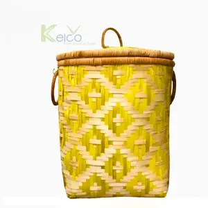 Wholesale Wicker Patterned Bamboo Storage Basket New Design Made in Vietnam bamboo basket made from Vietnam