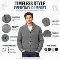 Pulls épais pour hommes FNJIA, cardigan 100% laine, pulls pour hommes avec boutons, col châle, manches longues, tricot texturé, automne