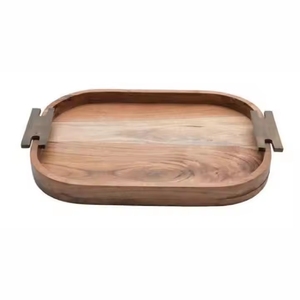 Plateau en bois rustique à bord festonné - Plateau de service à bord ondulé sculpté à la main pour la décoration de la maison et de la cuisine - Base décorative en bois massif - Product Image 5