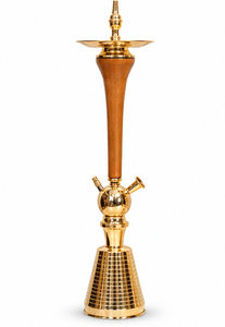 Table Top Bent Type Customizable Masloub <b>Hookah</b> Shisha Wooden Stem Brass Base Traditional Arabic Water <b>Pipe</b> Washable Hose for - Product Image 6