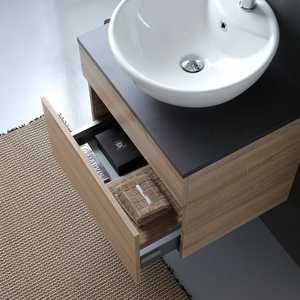 ตู้ห้องน้ำดีไซน์อิตาลีทันสมัย ทำจากไม้เนื้อแข็ง พร้อมท็อปไม้โอ๊ค - Product Image 2