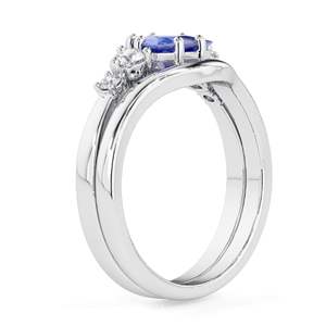 Royal Blue Trillion Cut Diamond 5 Stone Nupcial Set Anillo para mujer - Product Image 2