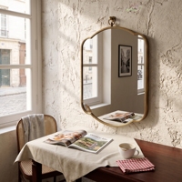 Miroir mural en fer doré, miroir décoratif en métal, miroir suspendu vintage, miroir d'appoint, miroir décoratif, décoration intérieure d'hôtel