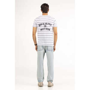 Camisetas Casuales de Corte Holgado con Rayas y Patrón Sólido, Tejido de Punto de 200 Gramos, Antiarrugas, Transpirable, MN-TS-SS25-052, Logotipo Comprimido - Product Image 4