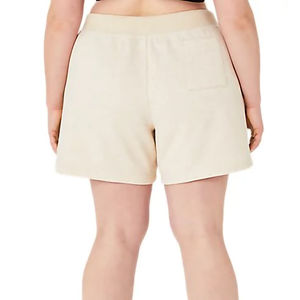 Shorts Beige para Mujer Talla Grande con Bolsillo Trasero, Tela Suave y Cómoda, Cintura Elástica, Shorts Casuales de Verano - Product Image 2