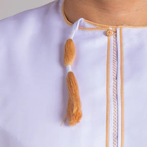 White Color <b>Arabic</b> <b>Men</b> Thobe Jubba Casual Design Polyester Lightweight Breathable OEM Service Low MOQ Best Selling Price - Product Image 6