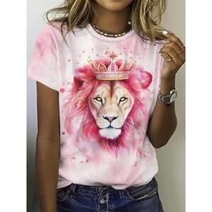 2025 moda mujer patrón sólido 3D dibujos animados Animal camiseta Casual manga corta cuello redondo Top de gran tamaño hecho 220 gramos de punto - Product Image 1