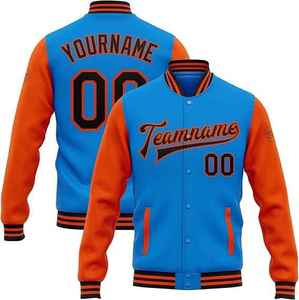 Nuevo diseño OEM personalizado azul claro manga larga Streetwear Letterman chaqueta universitaria de béisbol para hombres con logotipo personalizado - Product Image 5