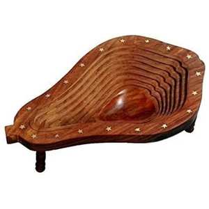 Práctico y elegante respetuoso con el medio ambiente de un solo nivel plegable artesanías de madera cesta de frutas elegante solución de almacenamiento en seco - Product Image 1