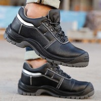 Chaussures de sécurité en cuir microfibre, anti-perforation, antistatiques, avec embout en acier, antidérapantes, pour travaux de construction