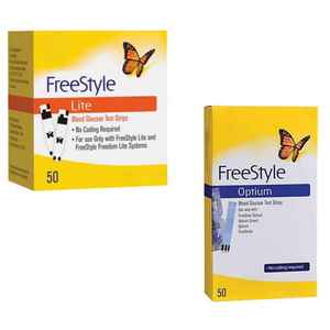 Freestyle Lite & Optium strip tes glukosa darah paket 50 strip pemantauan Diabetes akurat untuk glukometer yang Anda inginkan - Product Image 1