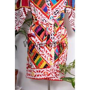 Abrigo de Kantha Boho hecho a mano para mujer, Kimono largo de algodón, bata India acolchada con diseño de patrón de cuadrícula colorido - Product Image 6