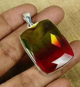 Pendentif en argent sterling 925 avec quartz pastèque, pierre précieuse facettée faite à la main, bijou élégant, cadeau pour femme - Product Image 4