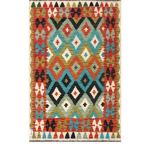 Alfombra Kilim de Maimana, Afganistán, 153 x 99 cm, Alfombras y Juegos de Alfombras - Product Image 1